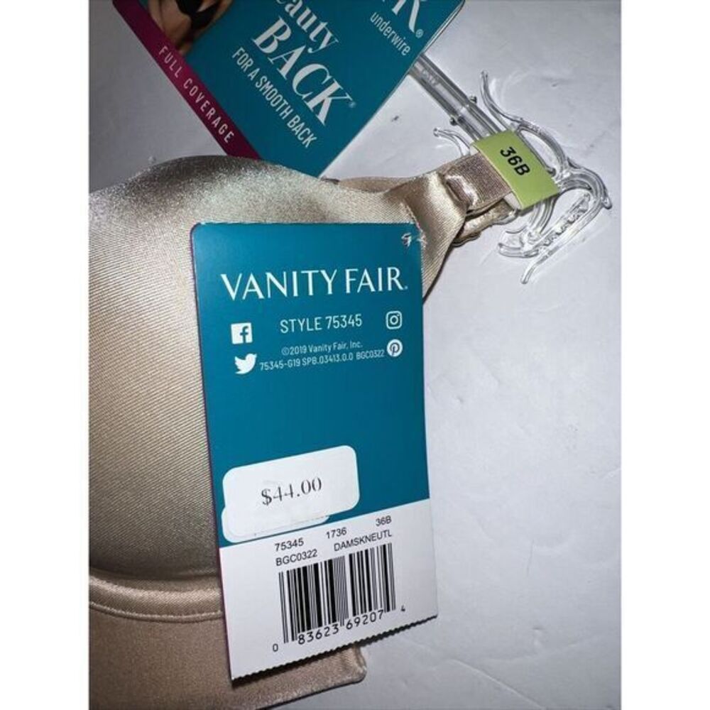 Vanity Fair Women Full Coverage Underwire Smooth Back Bra Size 36B Style 75345 - Picture 2 of 4